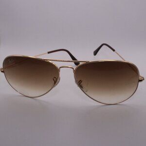 Ray-Ban RB3025 Gold Metal Classic Aviator Brown Gradient Tint Sunglasses Unisex
